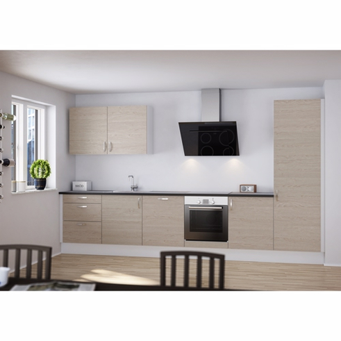 Multi-Living Køkken sæt i lys eg | Overskab, skuffeskabe, Vaskeskab, Ovnskab, Underskab, Højskab - 03 Wien